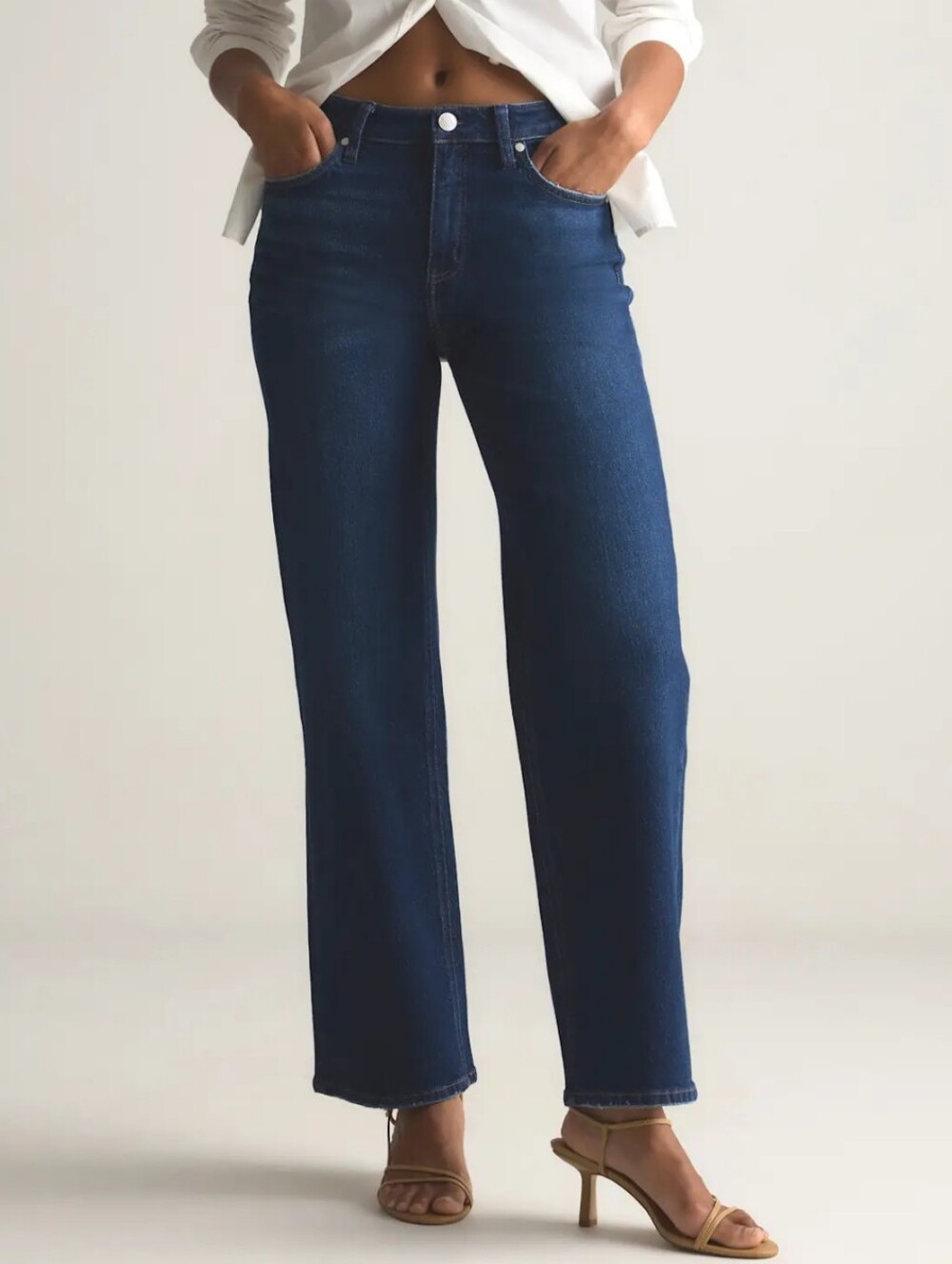Quince Bella Relaxed Straight Jeans 90s Style 30" Inseam Stormy Blue
